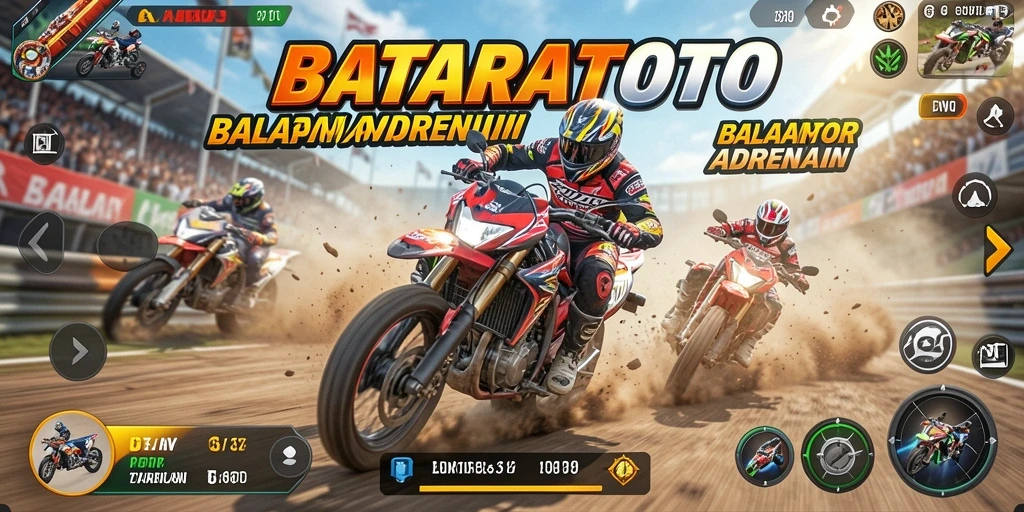 Gameplay balapan motor yang seru dan menarik.