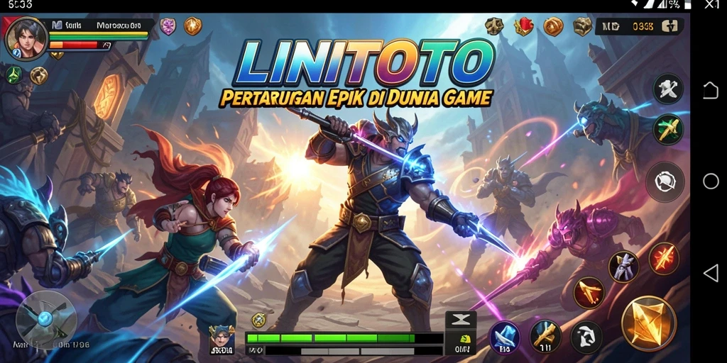 Tampilan gameplay seru LINITOTO dengan pertarungan intens.