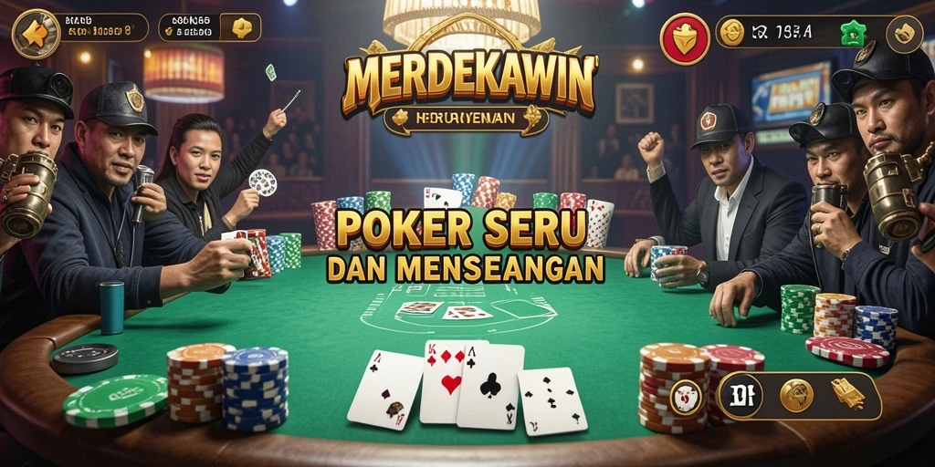 Tampilan gameplay Poker yang mendebarkan dalam MERDEKAWIN.