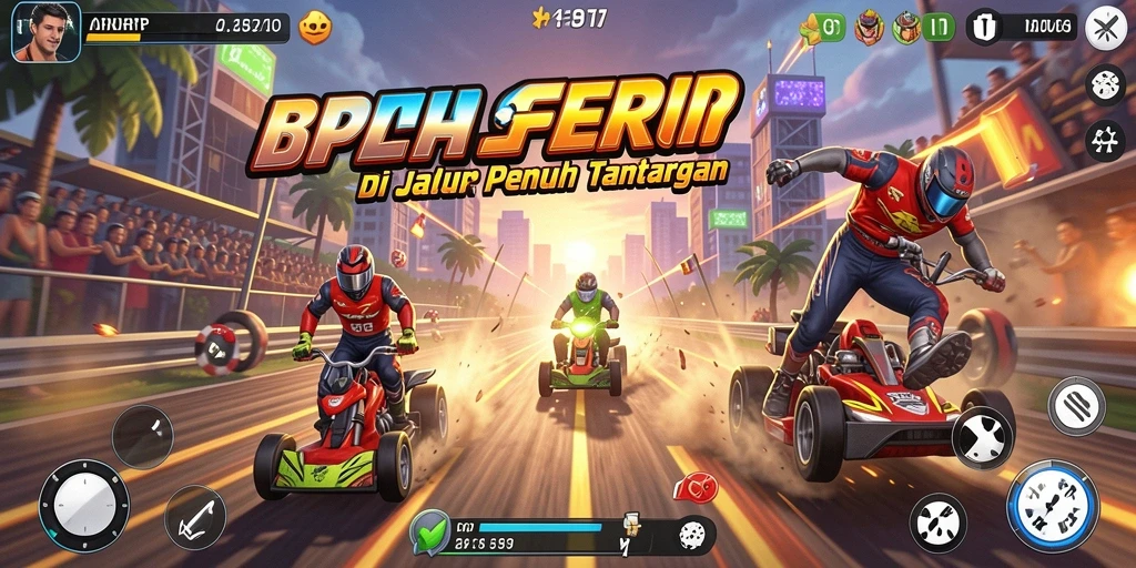 Gameplay seru RPRPRP dengan berbagai mobil dan trek menarik.