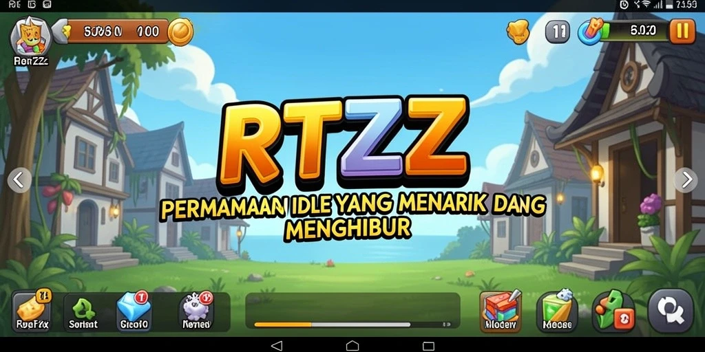 Tampilan gameplay RTZZ dengan karakter dan sumber daya yang menarik.