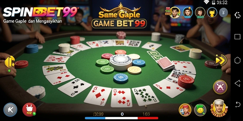 Tampilan gameplay SPINBET99 dengan suasana permainan Gaple yang asyik.