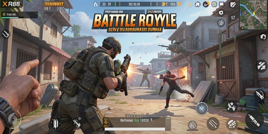 Gameplay seru XR88 dalam pertarungan Battle Royale.
